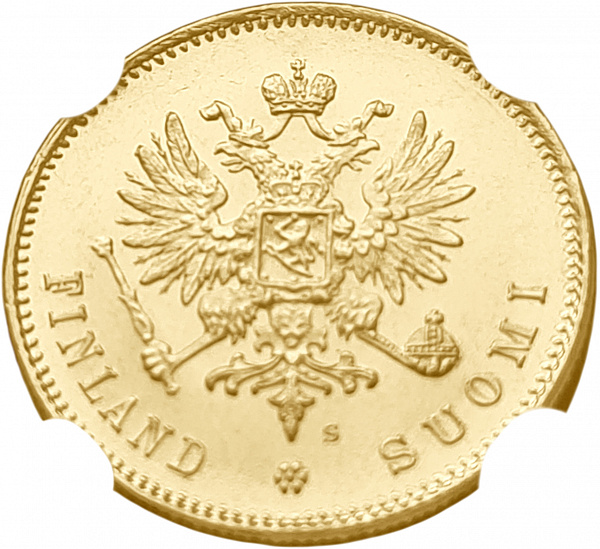 картинка Финляндия. Россия. 20 Марок 1912г. Золото. 6.4516г*0.900 0.1867 oz. (S). СЛАБ NGC MS64! от магазина Одежда+ 2