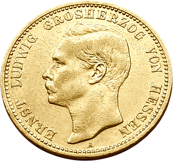 картинка Гессен. 20 Марок 1900 г. Золото. 7.965 г*0.900 0.2305 oz. от магазина Одежда+