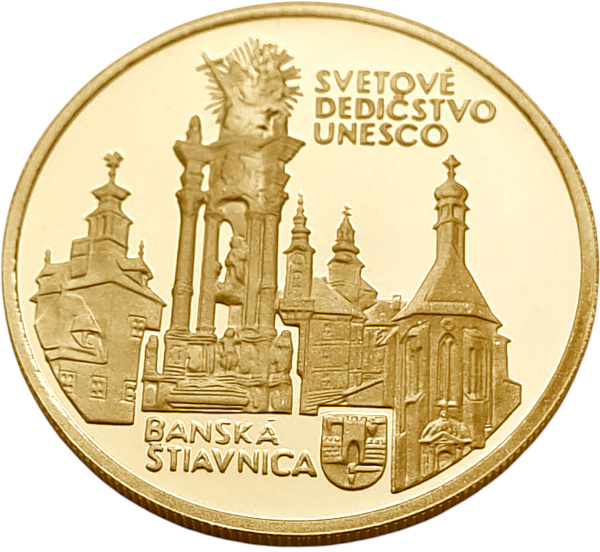 картинка Словакия. 5000 Крон 1997 г. Золото 9.5г*0.900 0.2749 oz. Наследие ЮНЕСКО! Банска-Штьявница! от магазина Одежда+