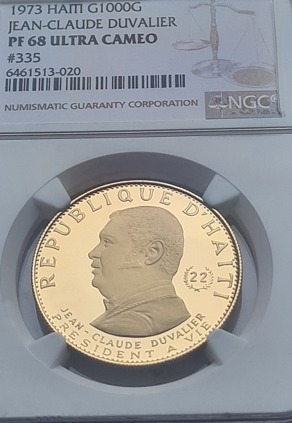 картинка Гаити. 1000 Гурдов 1973 г. Золото. 13.0 г*0.900 0.3762 oz. СЛАБ NGC PF 68 ULTRA CAMEO! от магазина Одежда+ 3