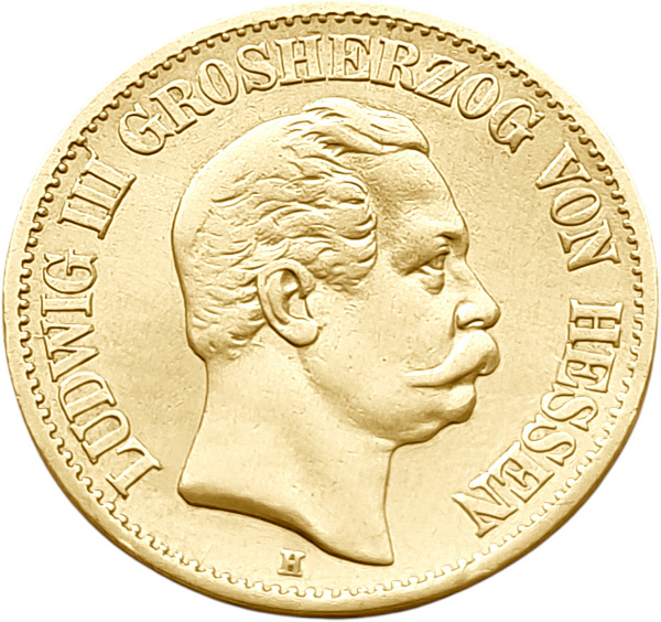 картинка Гессен. 10 Марок 1875 г. Золото. 3.982 г*0.900 0.1152 oz. от магазина Одежда+