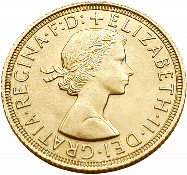 картинка Великобритания. 1 Соверен 1958 г. Золото. 7.99 г*0.9167 0.2355 oz. от магазина Одежда+