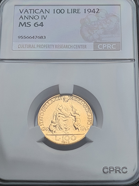 картинка Ватикан. 100 Лир 1942 г. Золото. 5.19 г*0.900 0.1502 oz. от магазина Одежда+ 3