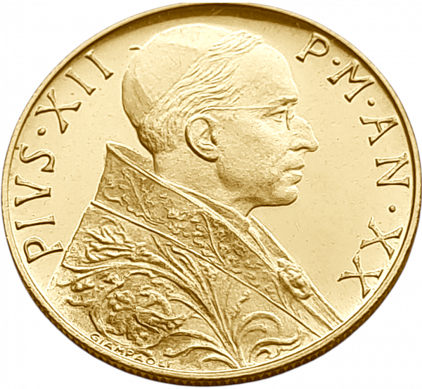 картинка Ватикан. 100 Лир 1958 г. Золото. 5.19 г*0.900 0.1502 oz. от магазина Одежда+ 2