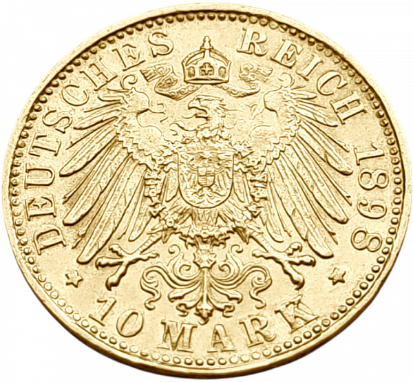 картинка Бавария. 10 Марок 1898 г. Золото. 3.982 г*0.900 0.1152 oz. от магазина Одежда+ 2