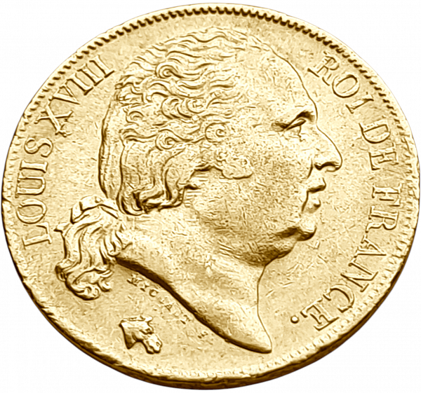 картинка Франция. 20 Франков 1819 г. Золото. 6.4516 г*0.900 0.1867 oz. от магазина Одежда+