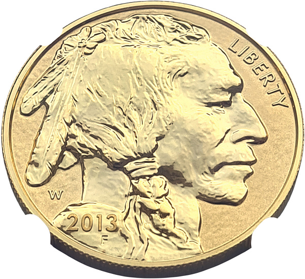 картинка США. 50 Долларов 2013 г. Золото. 31.1035 г*0.9999 1.0 oz. Баффало! РЕВЕРС-ПРУФ! СЛАБ NGC PF 69! от магазина Одежда+