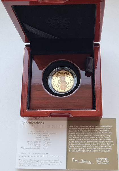 картинка Великобритания. 25 Фунтов 2019г. Золото. 7.8 г*0.9999 0.2508 oz. Йель Бофорта! Пруф! Сертификат! от магазина Одежда+ 4
