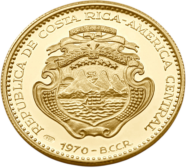 картинка Коста-Рика. 50 Колон 1970г. Золото. 7.45г*0.900 0.2156 oz. Конвенция по Правам Человека! от магазина Одежда+ 2