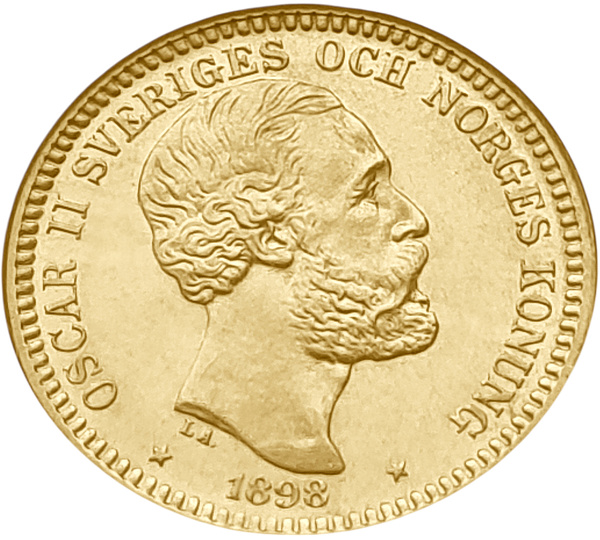 картинка Швеция. 20 Крон 1898 г. Золото. 8.9606 г*0.900 0.2593 oz. СЛАБ NGC MS 64! от магазина Одежда+