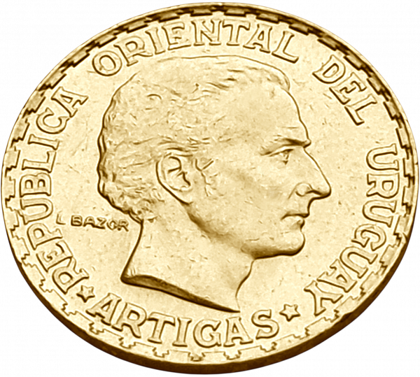 картинка Уругвай. 5 Песо 1930 г. Золото. 8.485 г*0.917 0.2501 oz. от магазина Одежда+