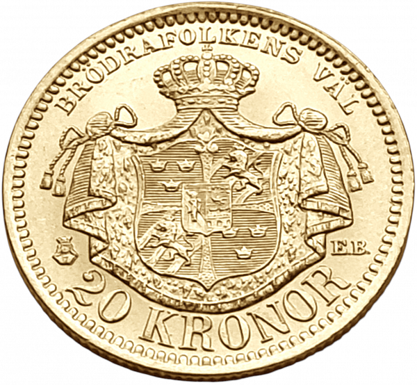 картинка Швеция. 20 Крон 1889 г. Золото. 8.9606 г*0.900 0.2593 oz. от магазина Одежда+ 2