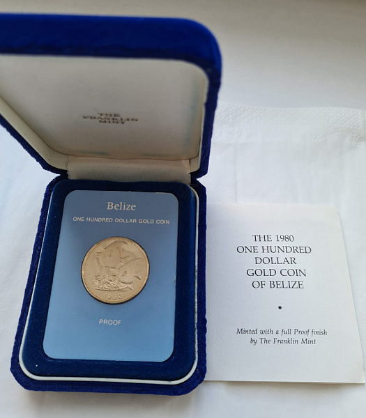 картинка Белиз. 100 Долларов 1980 г. Золото. 6.21 г*0.500 0.1 oz. Коробка, Сертификат, Блистер МД! от магазина Одежда+ 3