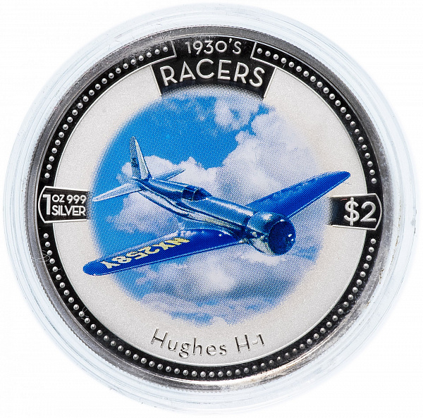 картинка 2 доллара. 2006 г. Воздушные гонки 1930-х - Hughes H-1 Racer Самолет Хьюз. Ag 31.1 г от магазина Одежда+