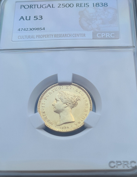 картинка Португалия. 2500 Рейс 1838 г. Золото. 4.78 г*0.917 0.1409 oz. ТИРАЖ 1114 ЭКЗ!! от магазина Одежда+ 3