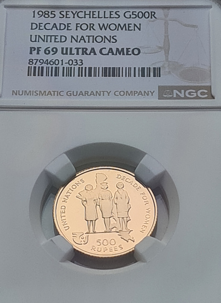 картинка Сейшельские Острова. 500 Рупий 1985 г. Золото. 7.13 г*0.900 0.2063 oz. ТИРАЖ 500 ЭКЗ! от магазина Одежда+ 3