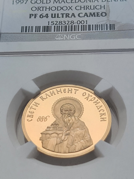 картинка Северная Македония. 1 Денар 1997 г. Золото 8.0 г*0.916 0.2356 oz. Пруф! СЛАБ NGC PF 64 ULTRA CAMEO! от магазина Одежда+ 3