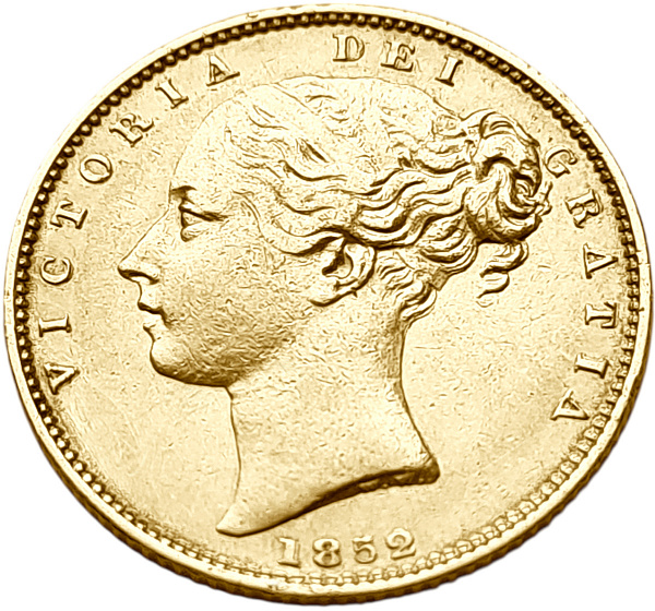 картинка Великобритания. 1 Соверен 1852 г. Золото. 7.99 г*0.9167 0.2355 oz. от магазина Одежда+