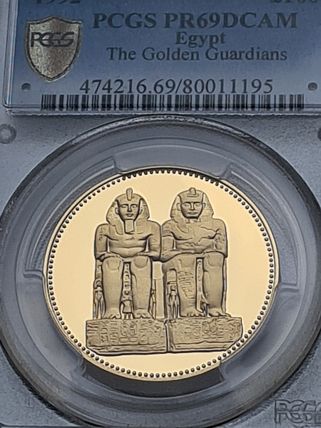 картинка Египет. 100 Фунтов 1992 г. Золото 17.15 г*0.900 0.4962 oz. Золотые Стражники! СЛАБ PCGS PR 69 DCAM! от магазина Одежда+ 3