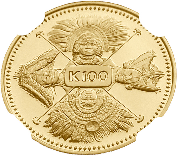 картинка Папуа Новая Гвинея. 100 Кина 1979г. Золото 9.57г*0.900 0.2769 oz. Блистер Монетного Двора! от магазина Одежда+