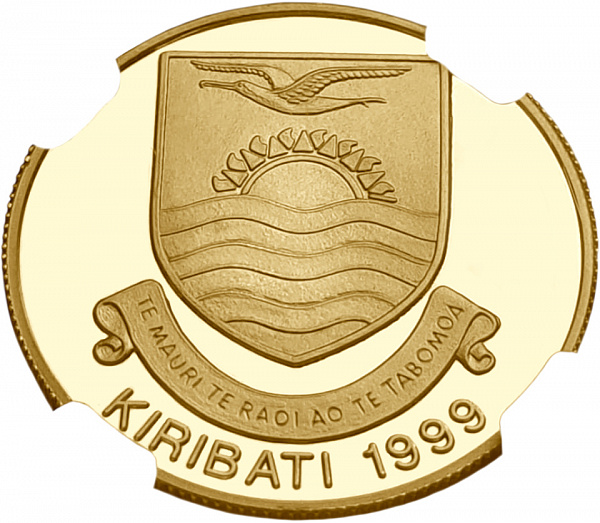 картинка Кирибати. 100 Долларов 1999 г. Золото. 15.55 г*0.999 0.5 oz. СЛАБ NGC PF 69 ULTRA CAMEO! от магазина Одежда+ 2