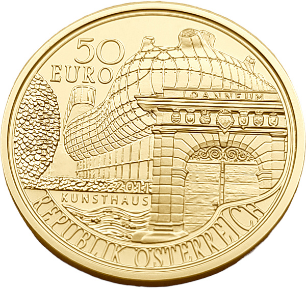 картинка Австрия. 50 Евро 2011 г. Золото 10.14 г*0.986 0.3214 oz. от магазина Одежда+ 2