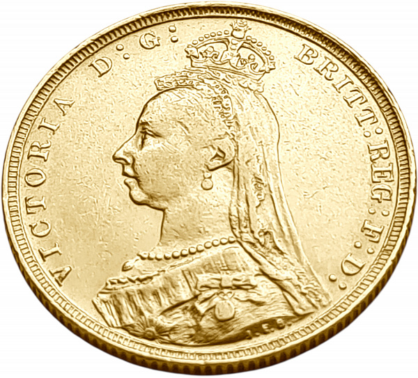 картинка Великобритания. 1 Соверен 1889 г. Золото. 7.9881 г*0.9167 0.2355 oz. от магазина Одежда+