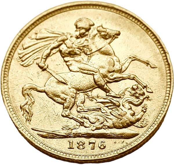 картинка Великобритания. 1 Соверен 1876 г. Золото. 7.99 г*0.9167 0.2355 oz. от магазина Одежда+ 2