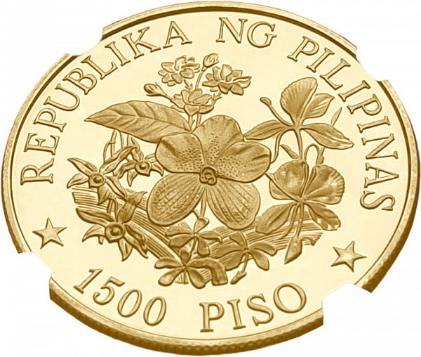 картинка Филиппины. 1500 песо 1978 г. Золото. 20.45 г*0.900 0.5917 oz. СЛАБ NGC PF 69 ULTRA CAMEO! от магазина Одежда+