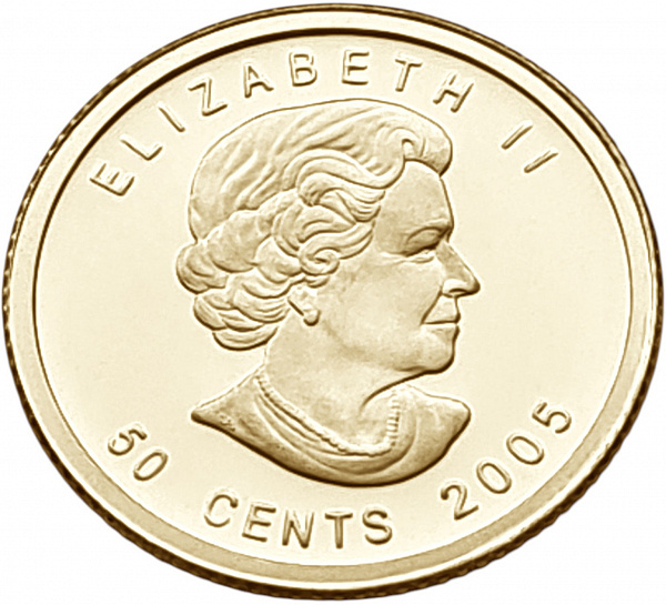 картинка Канада. 50 Центов 2005 г. Золото. 1.27 г*0.9999 0.0408 oz. от магазина Одежда+ 2