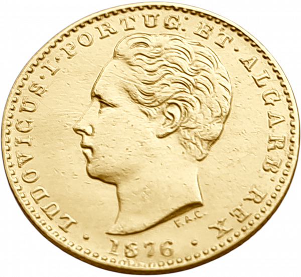 картинка Португалия. 2000 Рейс 1876 г. Золото. 3.547 г*0.917 0.1046 oz. от магазина Одежда+