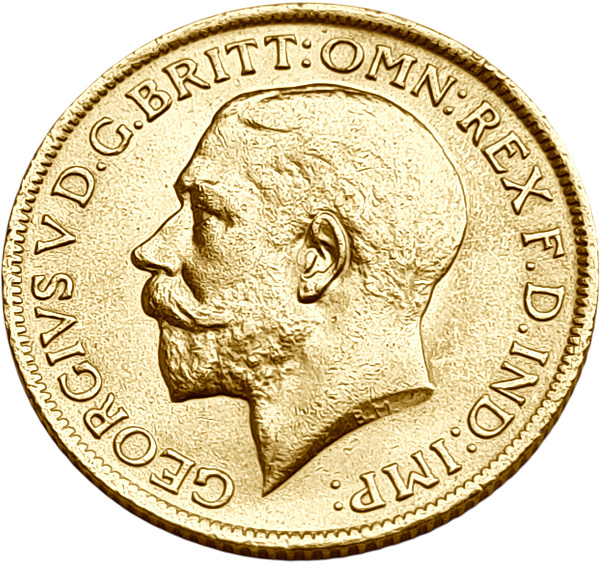 картинка Великобритания. 1 Соверен 1914 г. Золото. 7.99 г*0.917 0.2355 oz. от магазина Одежда+