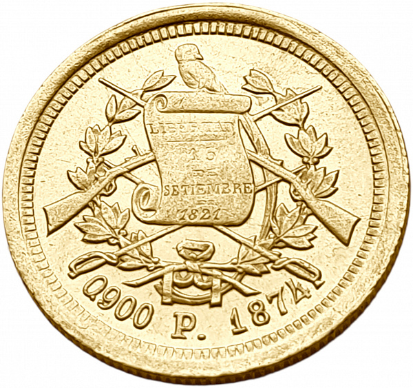 картинка Гватемала. 5 Песо 1874 г. Золото. 8.0645 г*0.900 0.2333 oz. от магазина Одежда+ 2