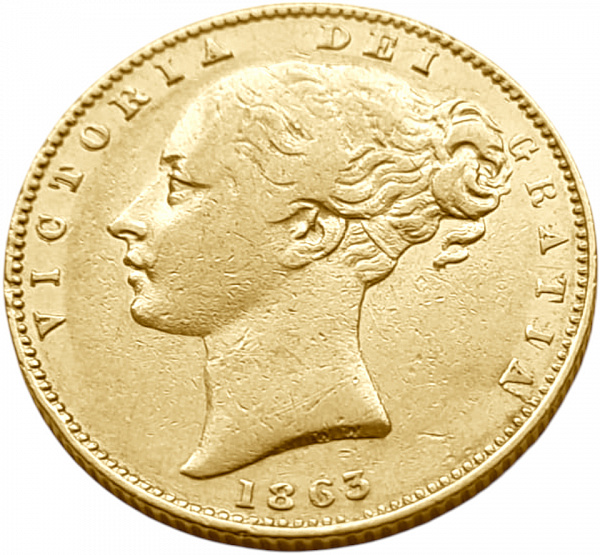 картинка Великобритания. 1 Соверен 1863 г. Золото. 7.99 г*0.9167 0.2355 oz. от магазина Одежда+ 2