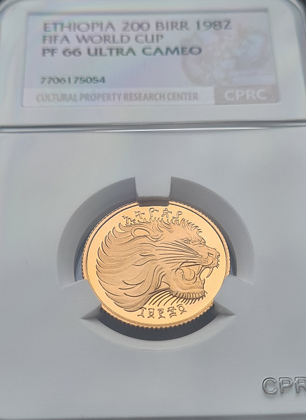 картинка Эфиопия. 200 Бирр 1982 г. Золото. 7.13 г*0.900 0.2063 oz. Футбол! от магазина Одежда+ 3