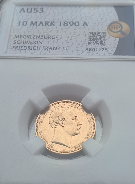 картинка Мекленбург-Шверин. 10 Марок 1890 г. Золото. 3.982 г*0.900 0.1152 oz. от магазина Одежда+ 3
