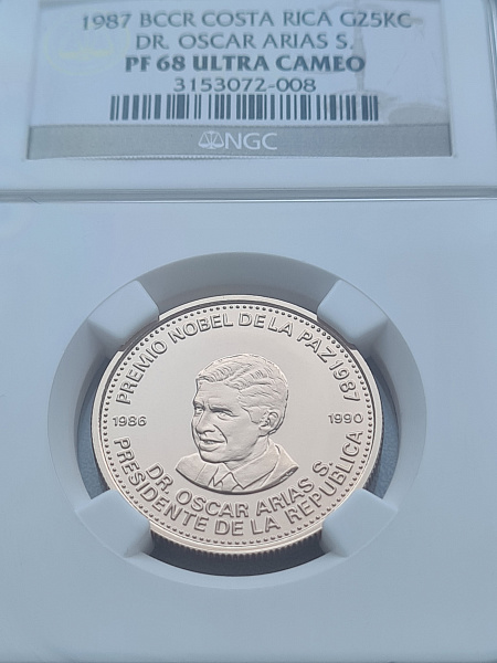 картинка Коста-Рика. 25000 Колон 1987 г. Золото. 15.0 г*0.900 0.434 oz. СЛАБ NGC PF 68 ULTRA CAMEO! от магазина Одежда+ 3