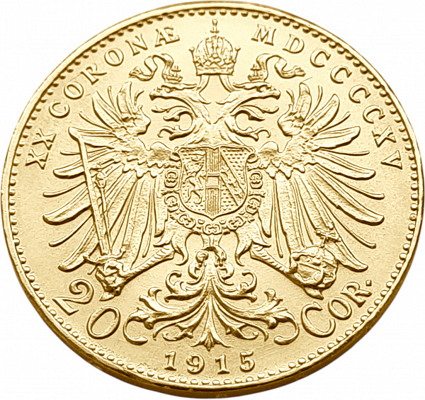 картинка Австрия. 20 Корон 1915 г. Золото. 6.7751 г*0.900 0.196 oz. от магазина Одежда+ 2