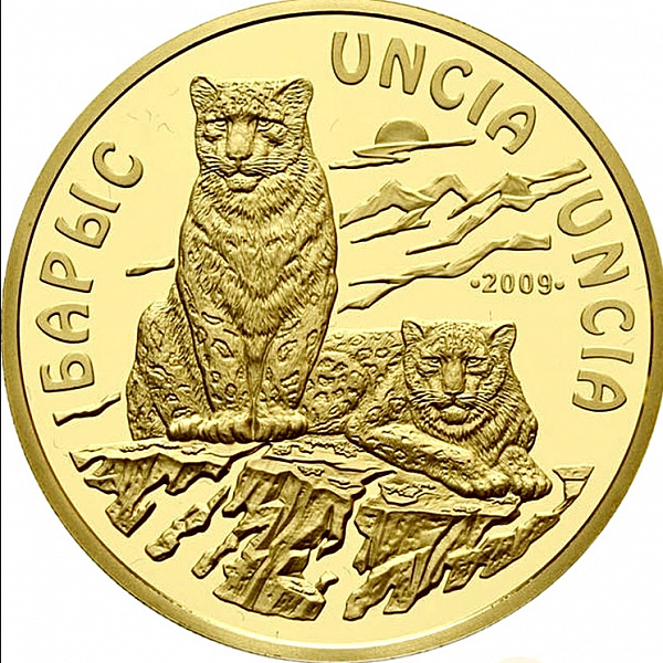 картинка Золотая монета Барс, Казахстан, 2009 г, 500 тенге, ПРУФ, 1OZ, 9999 от магазина Одежда+